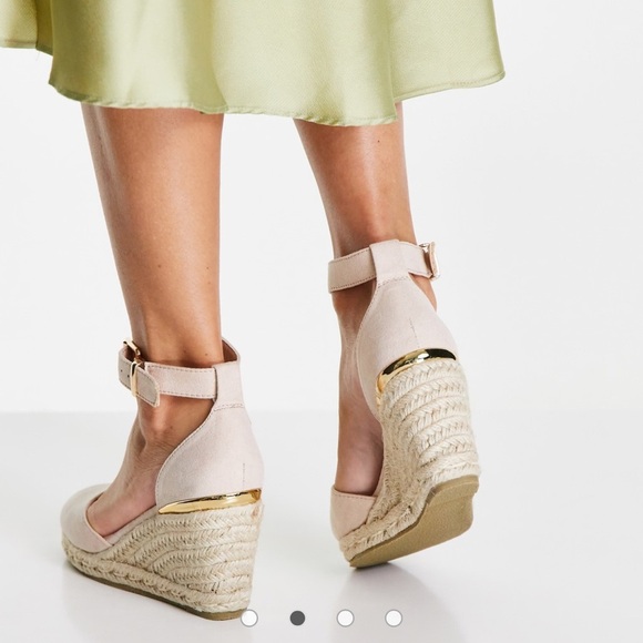 Truffle Collection Nude Wedge ankle strap espadrille Sandals shoes Sz 5 - Picture 6 of 13